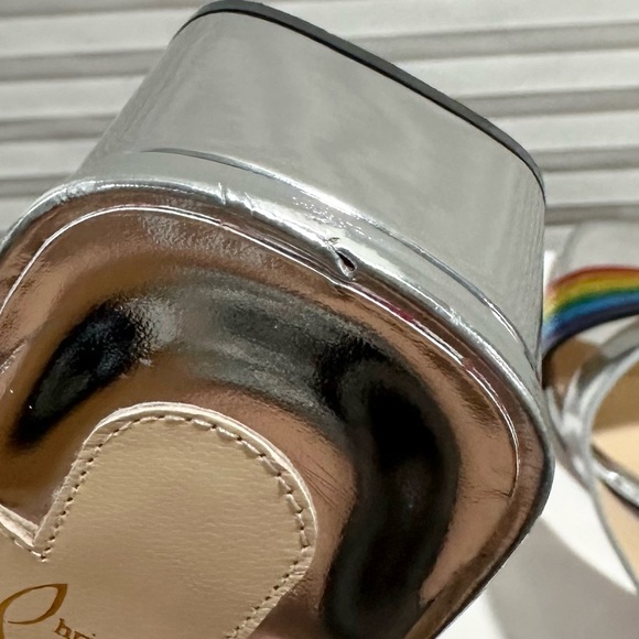 🌺CHRISTIAN LOUBOUTIN🌺 Arkenmule Silver Rainbow Mule Sandal Size: 36.5 - Picture 10 of 15